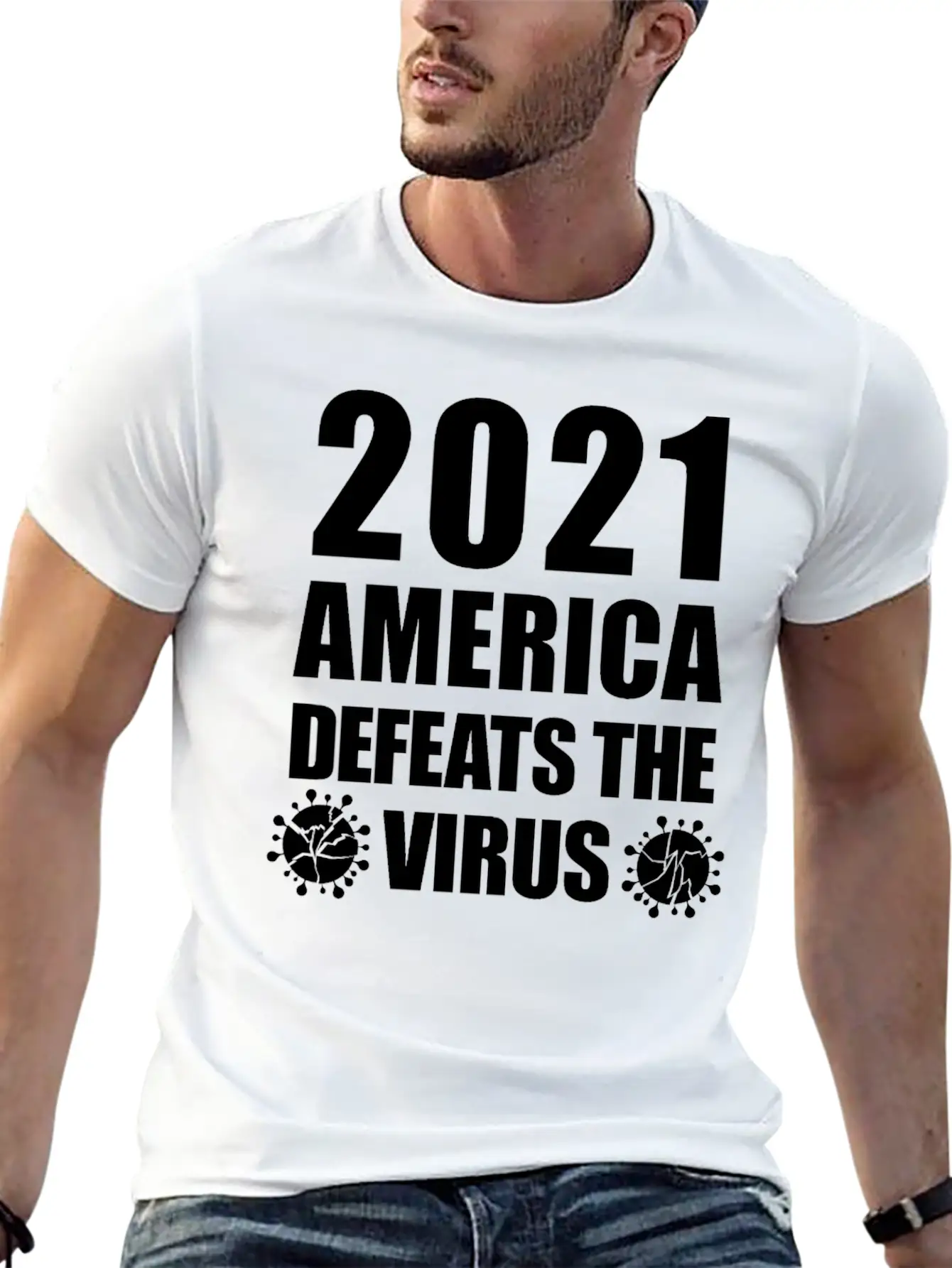 2021 America Defeats The Virus Proud Unisex Casual T-Shirt – Clean Design For Daily Comfort