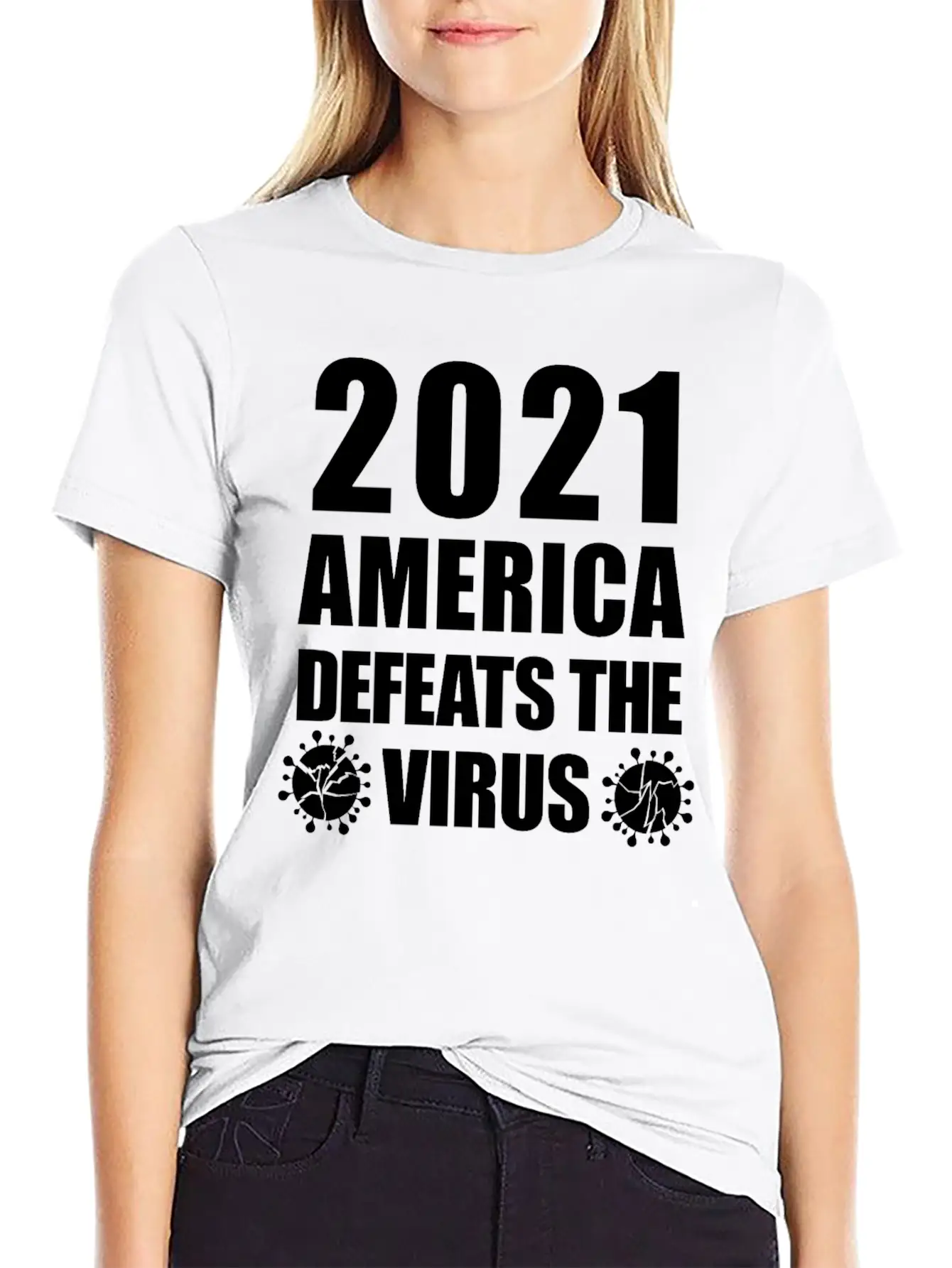 2021 America Defeats The Virus Proud Unisex Casual T-Shirt – Clean Design For Daily Comfort