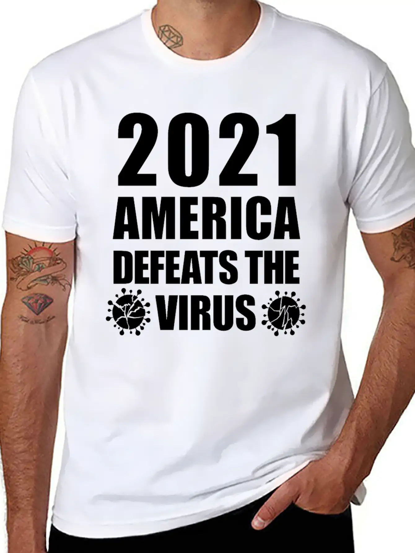 2021 America Defeats The Virus Proud Unisex Casual T-Shirt – Clean Design For Daily Comfort