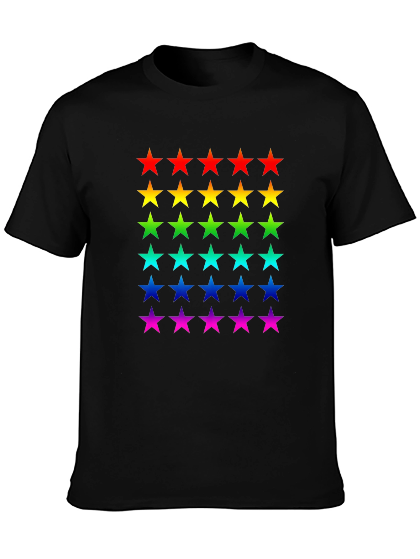 Rainbow Stars Black T-Shirt