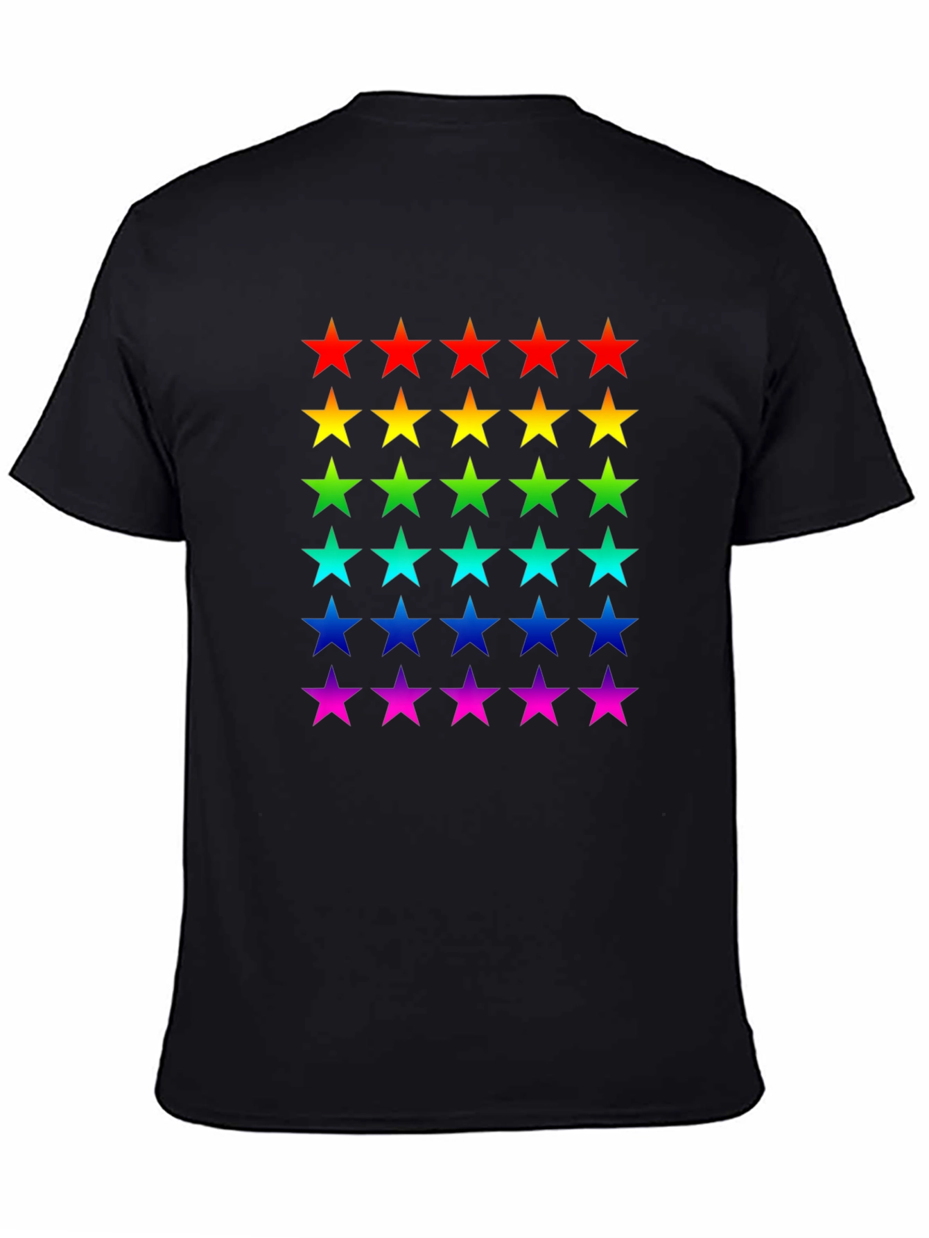 Rainbow Stars Black T-Shirt