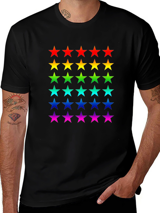 Rainbow Stars Black T-Shirt