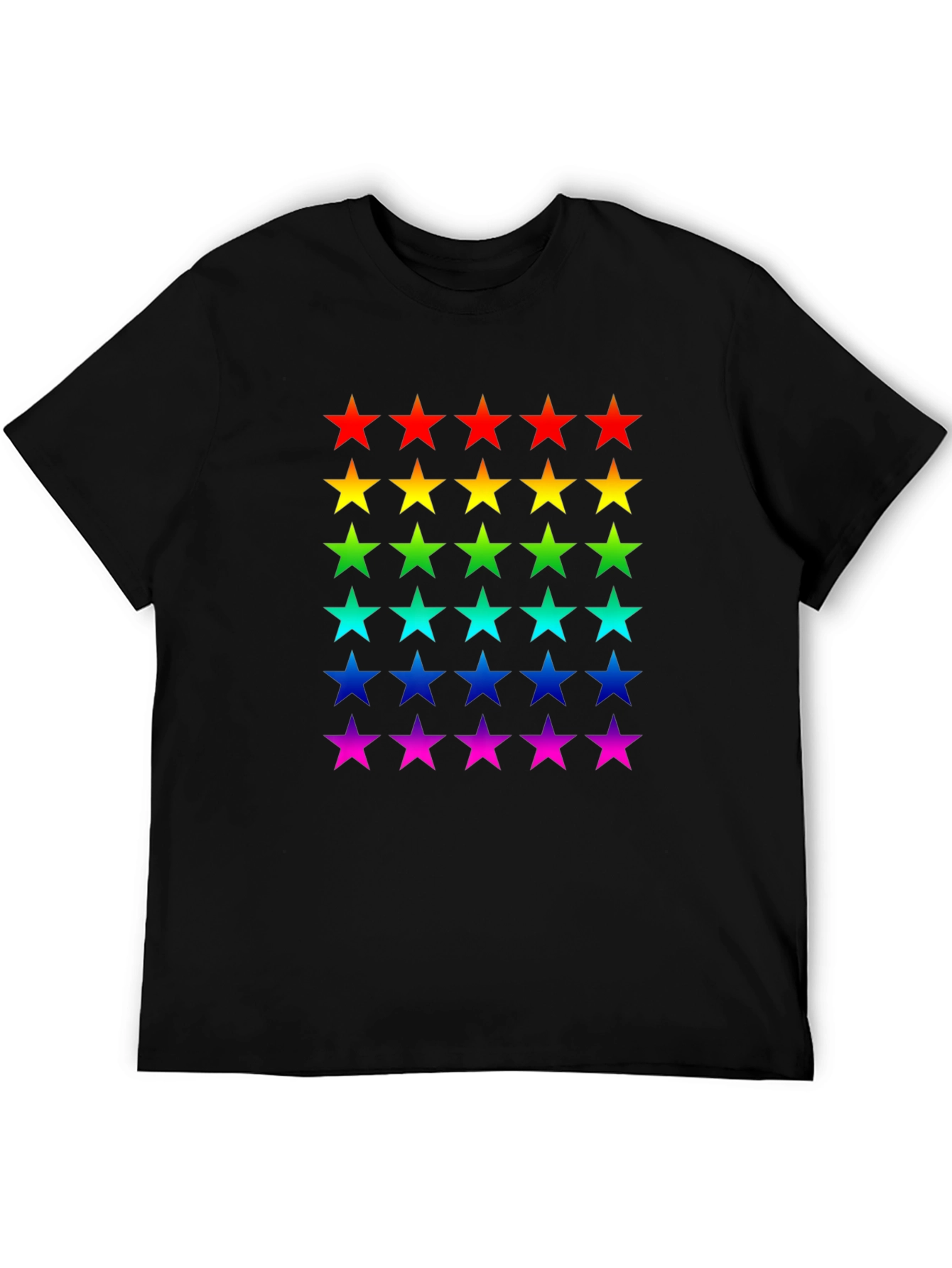 Rainbow Stars Black T-Shirt