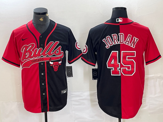Men's Chicago Bulls Michael Jordan #45 Red/Black Replica Player Jersey