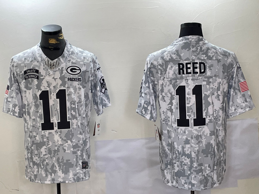 Men's Green Bay Packers Jayden Reed #11 Arctic Camo 2024 Salute to Service Limited Jerseys