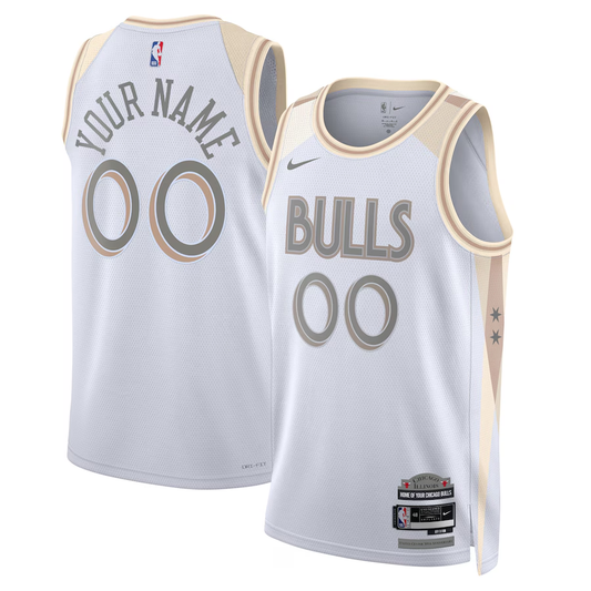 Men's Chicago Bulls White 2024/25 Custom Swingman Jerseys - City Edition