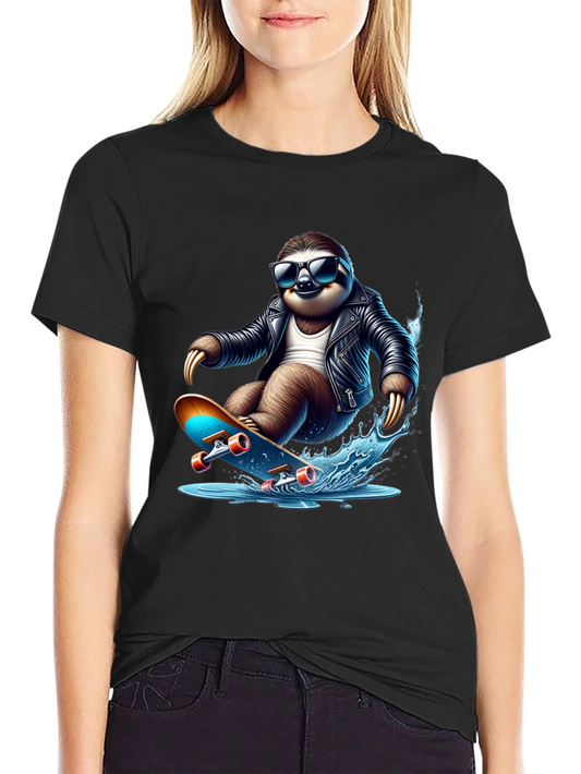 Cool Sloth Skateboarder Graphic Tee
