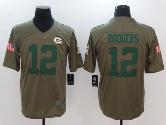 Men's Green Bay Packers Aaron Rodgers #12 Brown Player Jerseys