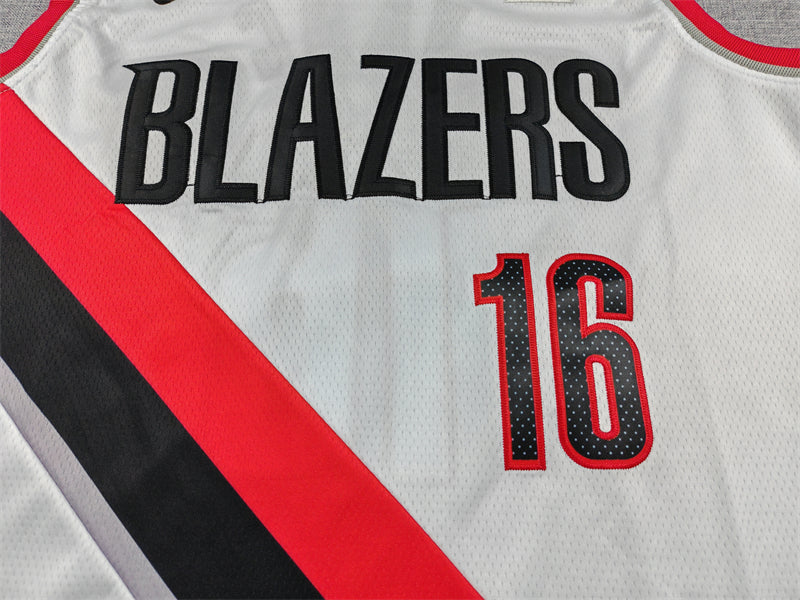 Men's Portland Trail Blazers Yang Hansen #16 White Swingman Player Jersey - Association Edition