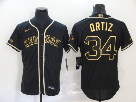 Men's Boston Red Sox David Ortiz #34 Black Replica Player Jerseys