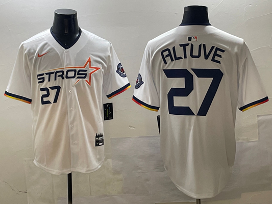 Men's Houston Astros Jose Altuve #27 White 2025 City Connect Limited Player Jerseys