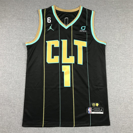 Men's Charlotte Hornets LaMelo Ball #1 Black 2022/23 Swingman Jerseys - City Edition