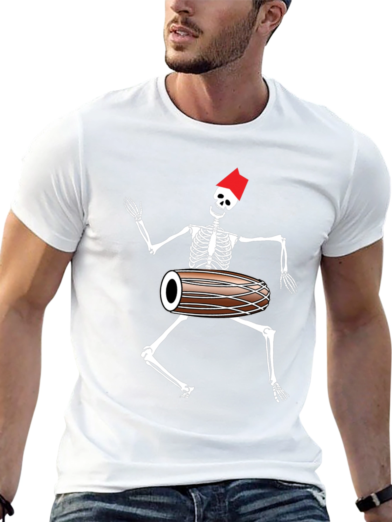 Skeleton Drummer Graphic T-Shirt