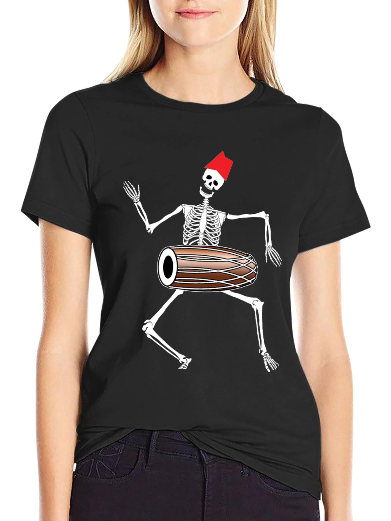 Skeleton Drummer Graphic T-Shirt