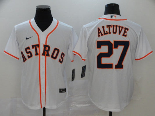 Men's Houston Astros Jose Altuve #27 White Replica Baseball Jerseys