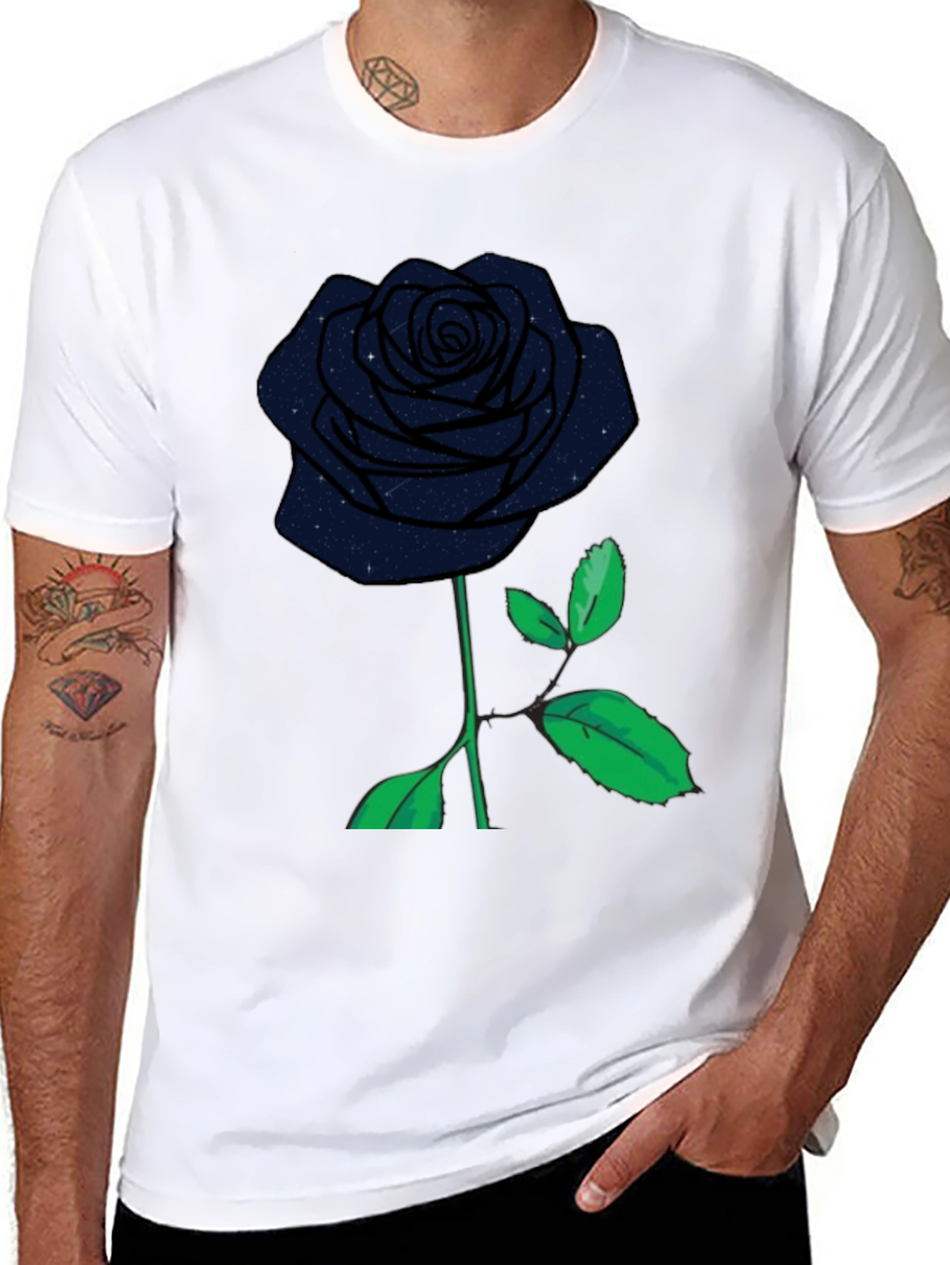 Galaxy Rose Black T-Shirt