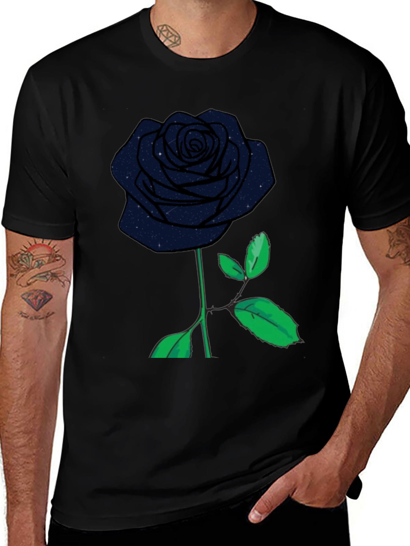 Galaxy Rose Black T-Shirt