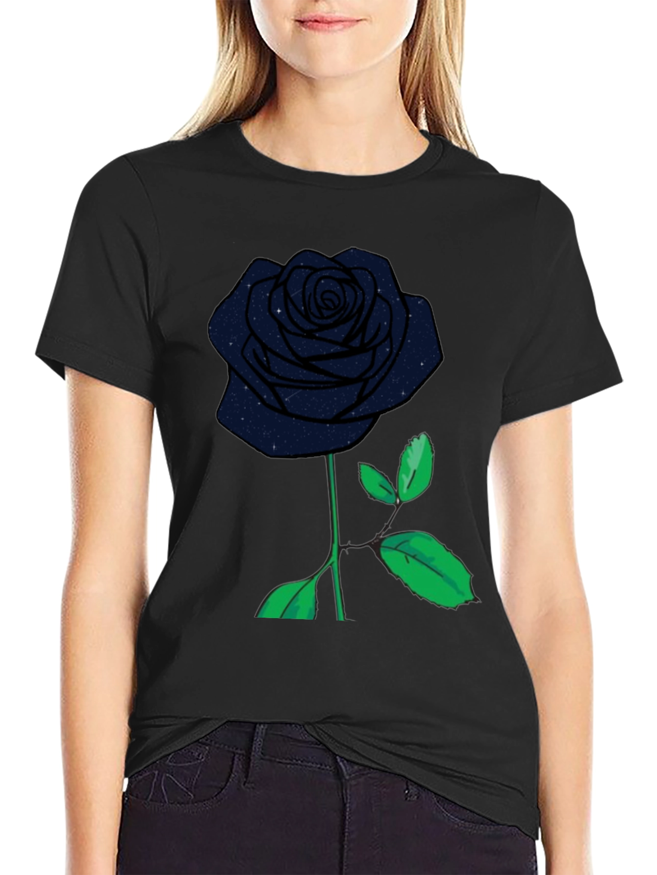 Galaxy Rose Black T-Shirt