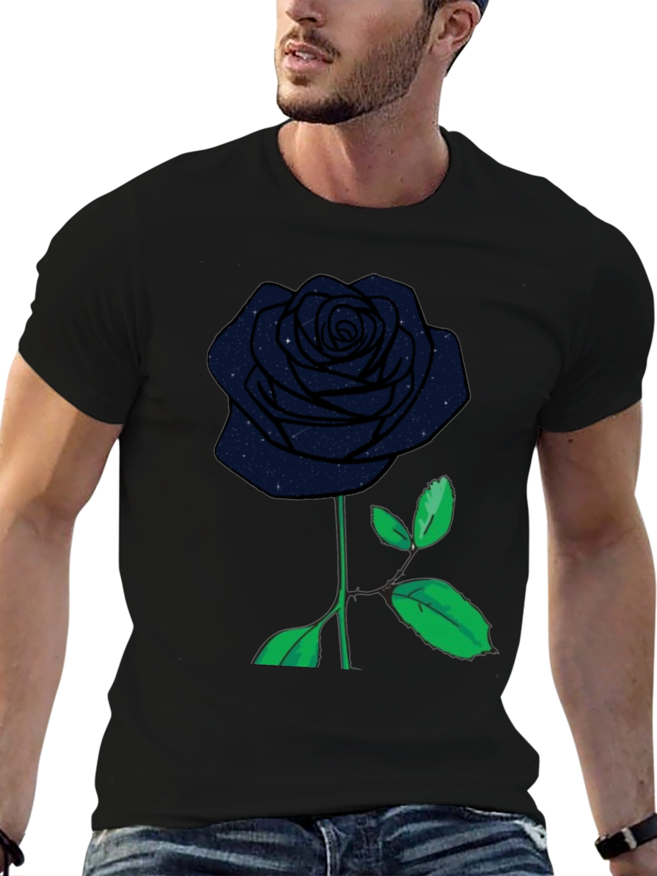 Galaxy Rose Black T-Shirt