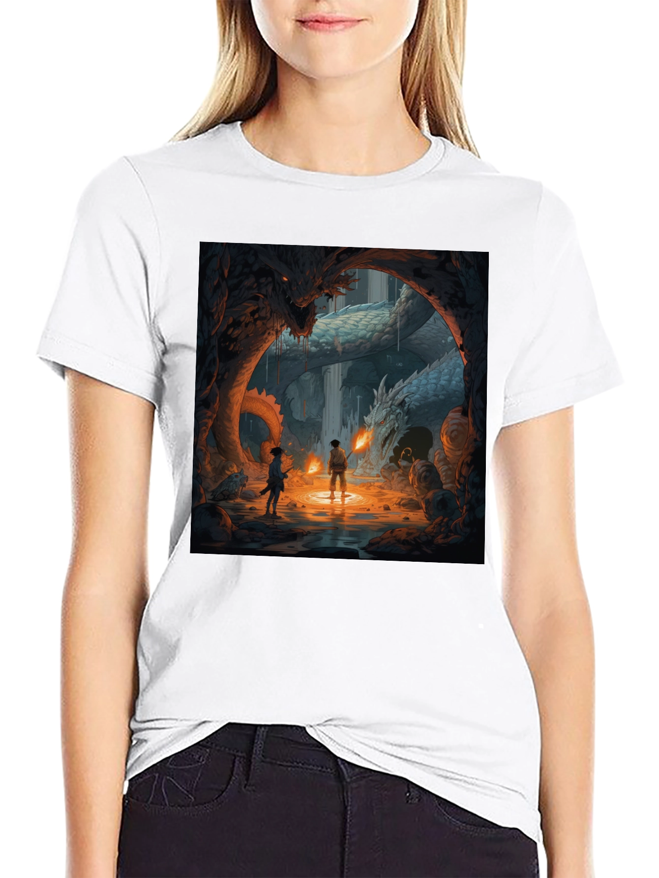Dragon Cave Graphic Tee - Fantasy Art T-Shirt