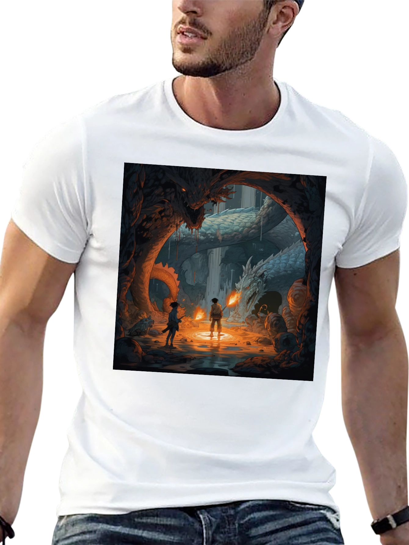 Dragon Cave Graphic Tee - Fantasy Art T-Shirt
