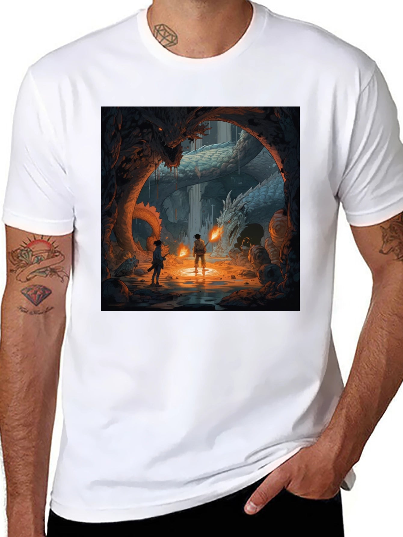 Dragon Cave Graphic Tee - Fantasy Art T-Shirt
