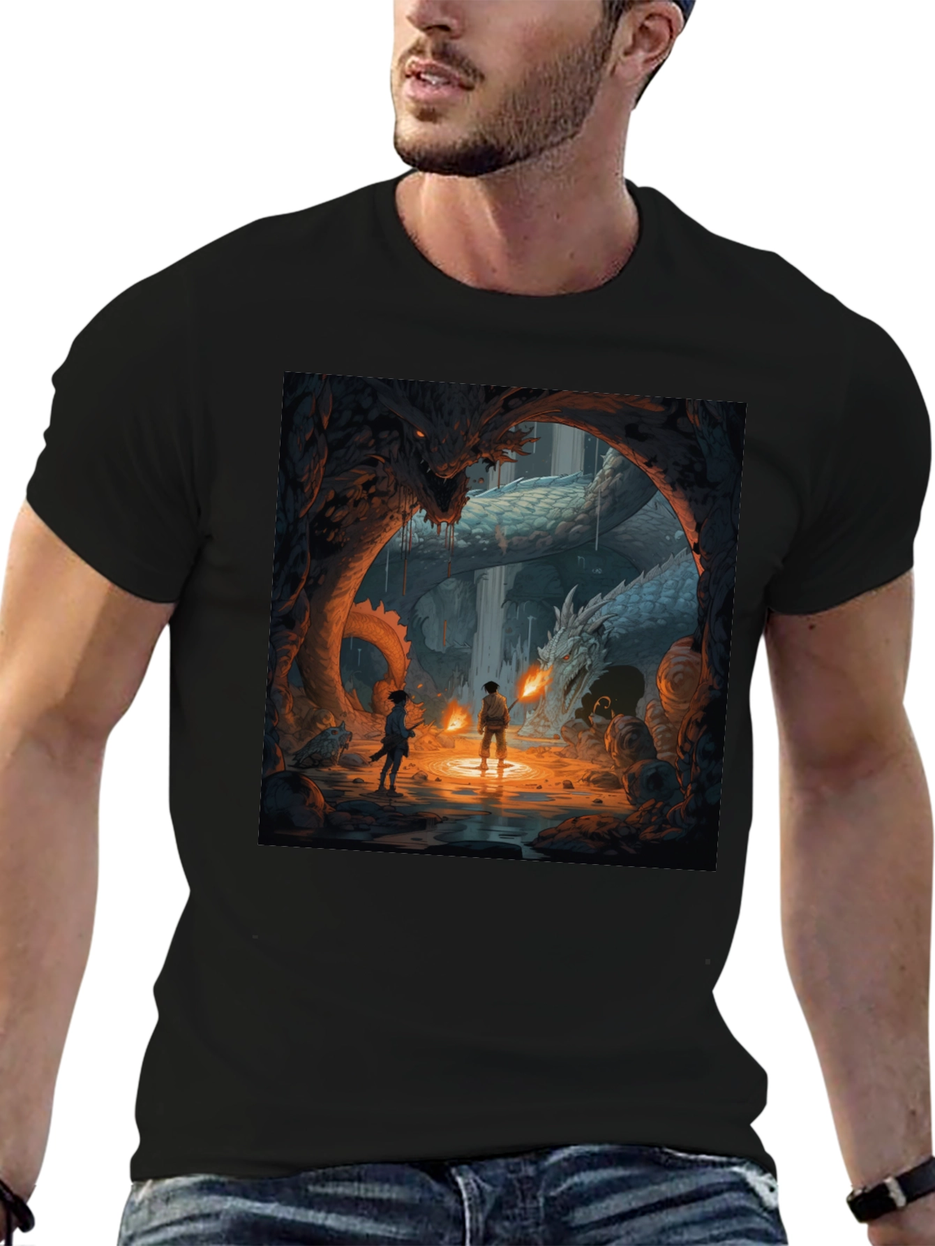 Dragon Cave Graphic Tee - Fantasy Art T-Shirt