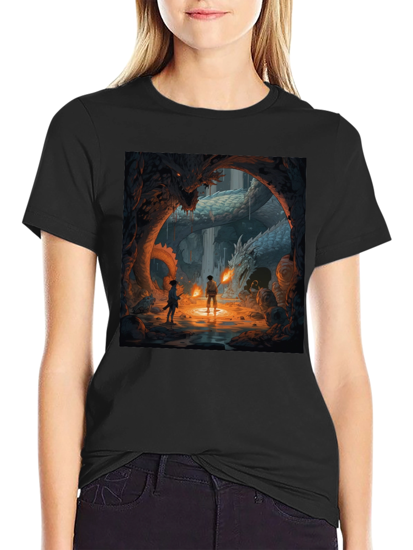 Dragon Cave Graphic Tee - Fantasy Art T-Shirt