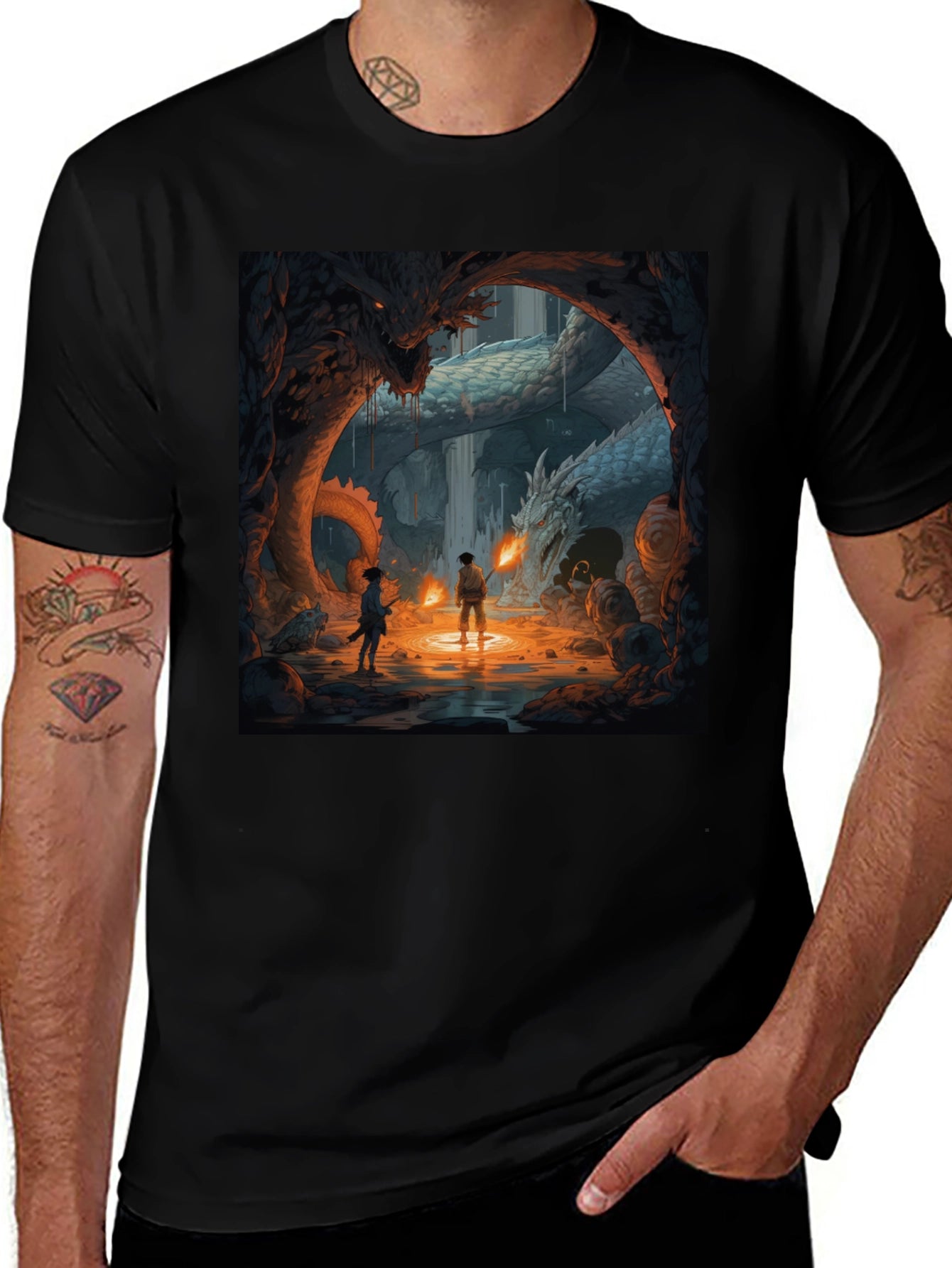 Dragon Cave Graphic Tee - Fantasy Art T-Shirt