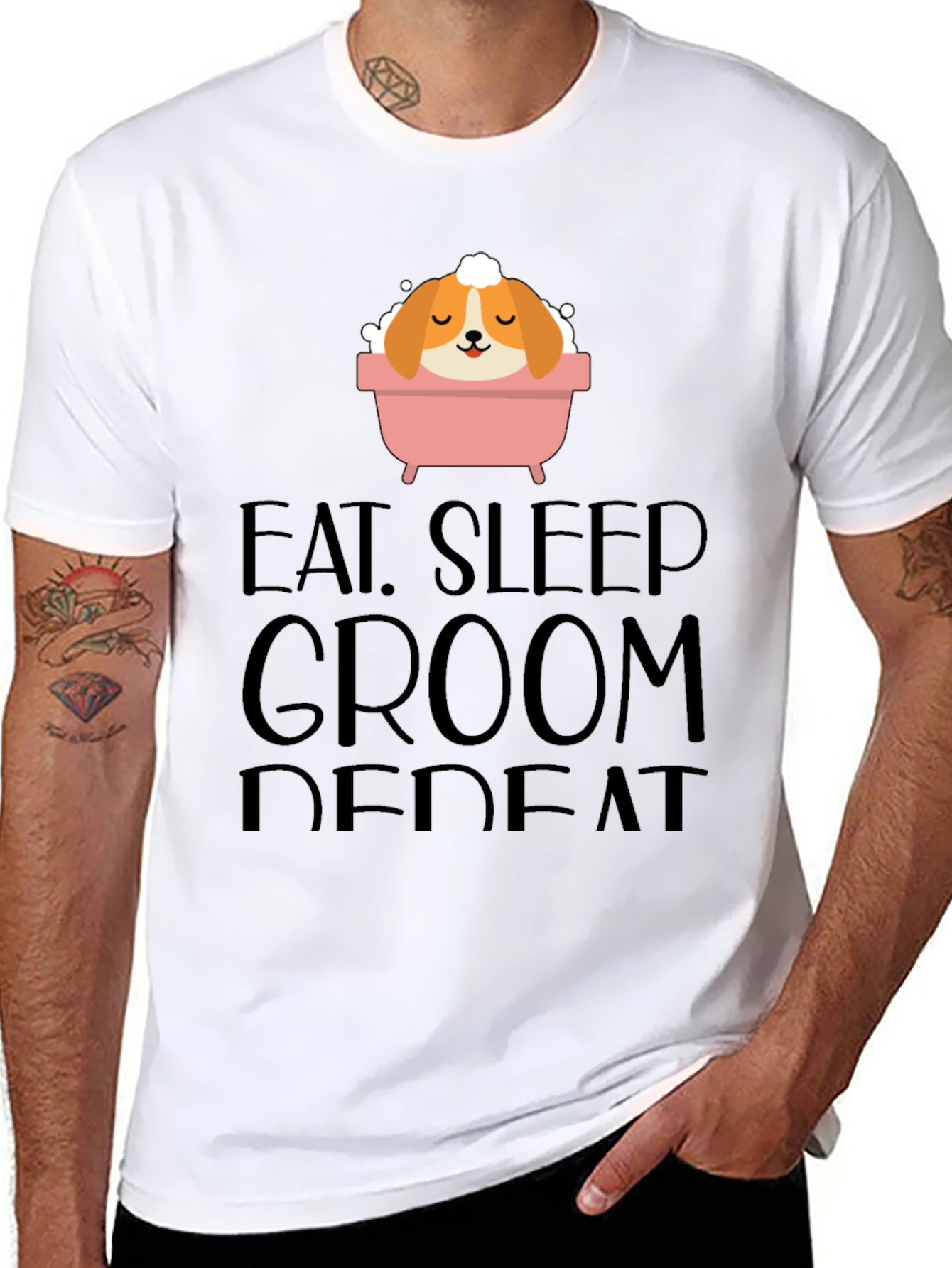 Eat Sleep Groom Repeat Graphic Tee - Unisex
