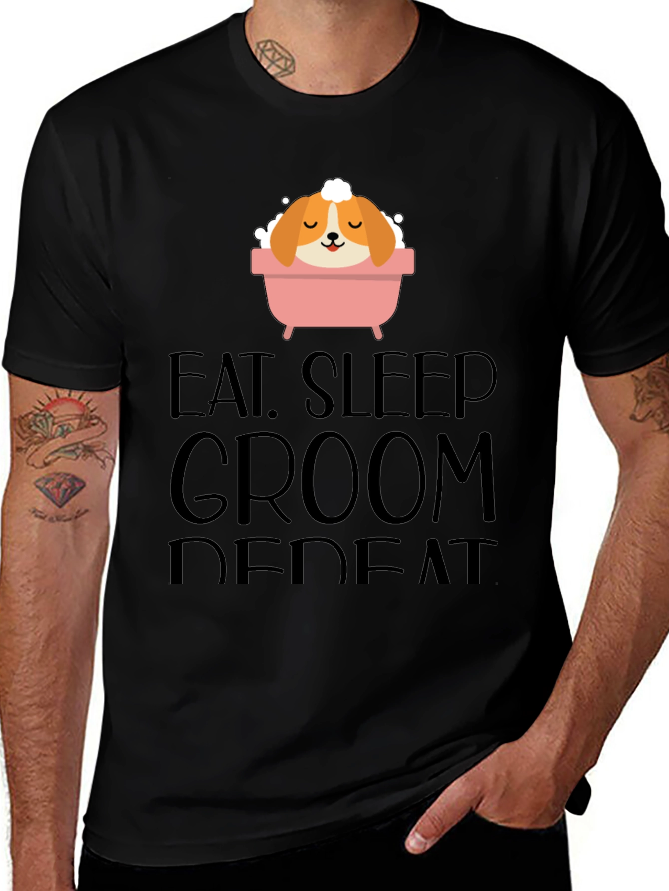 Eat Sleep Groom Repeat Graphic Tee - Unisex