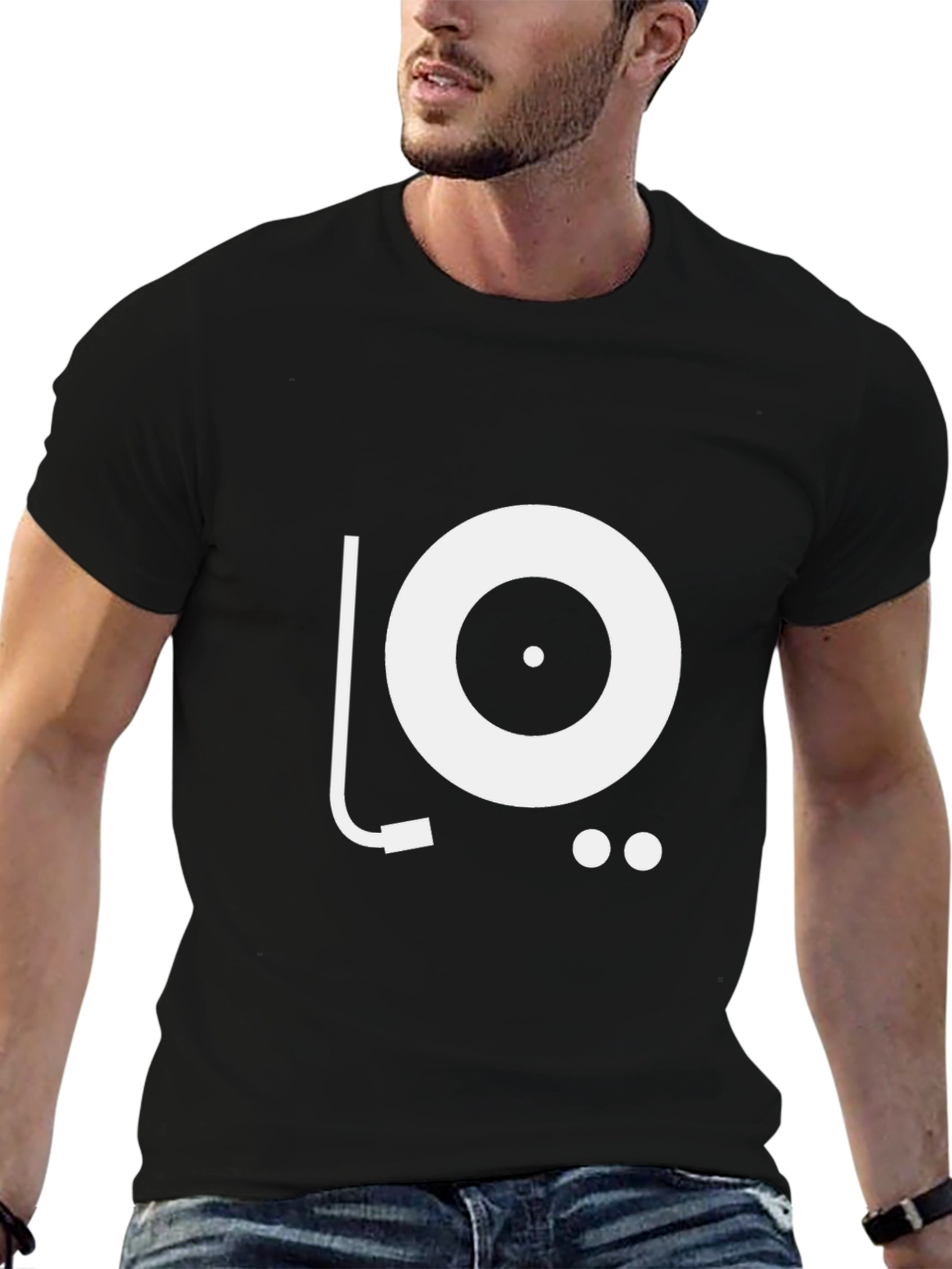 Turntable Graphic Tee - Black Cotton T-Shirt