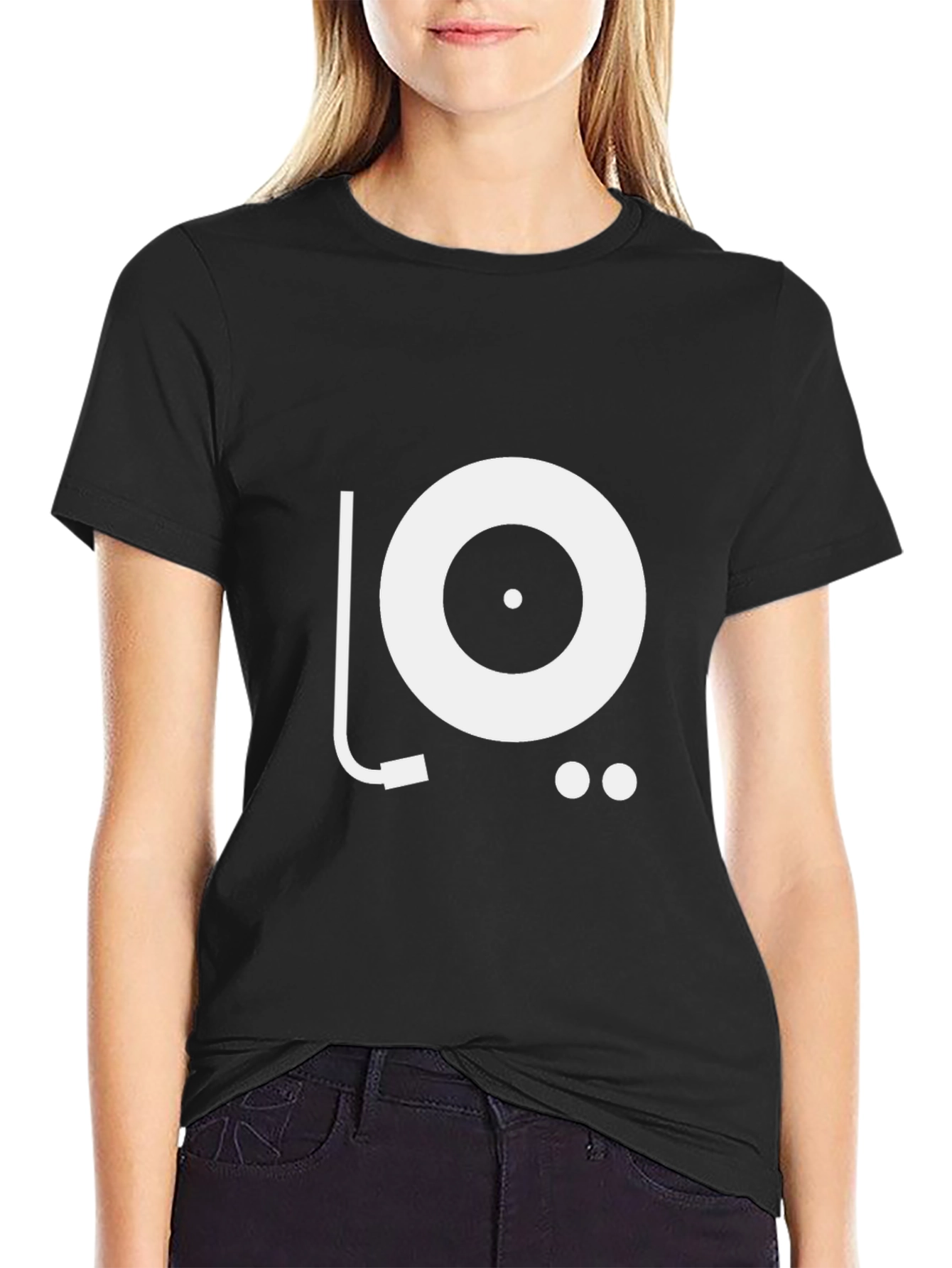 Turntable Graphic Tee - Black Cotton T-Shirt