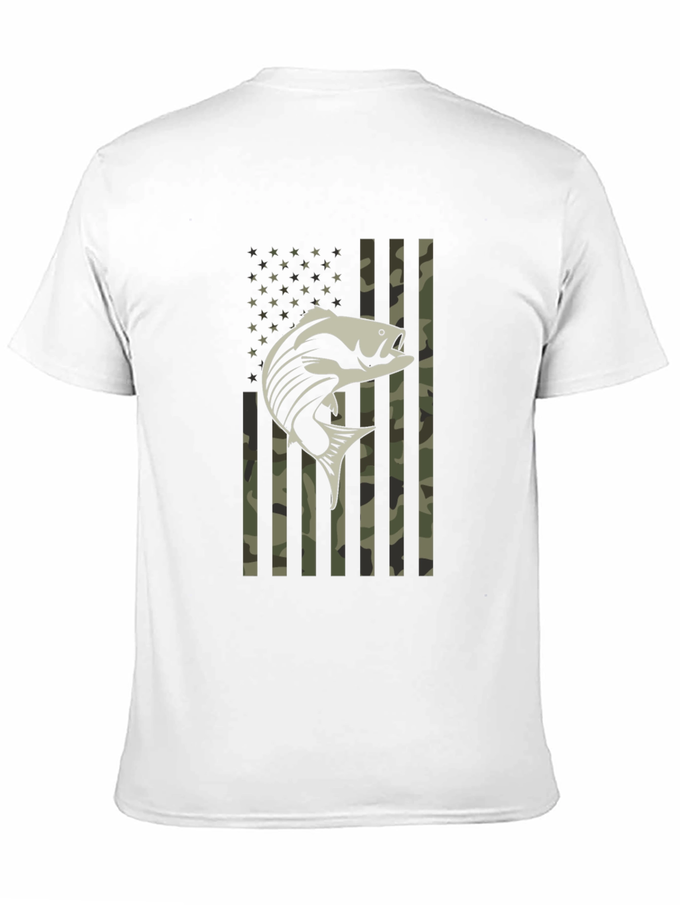 Patriotic Fishing T-Shirt Camo American Flag Bass Graphic