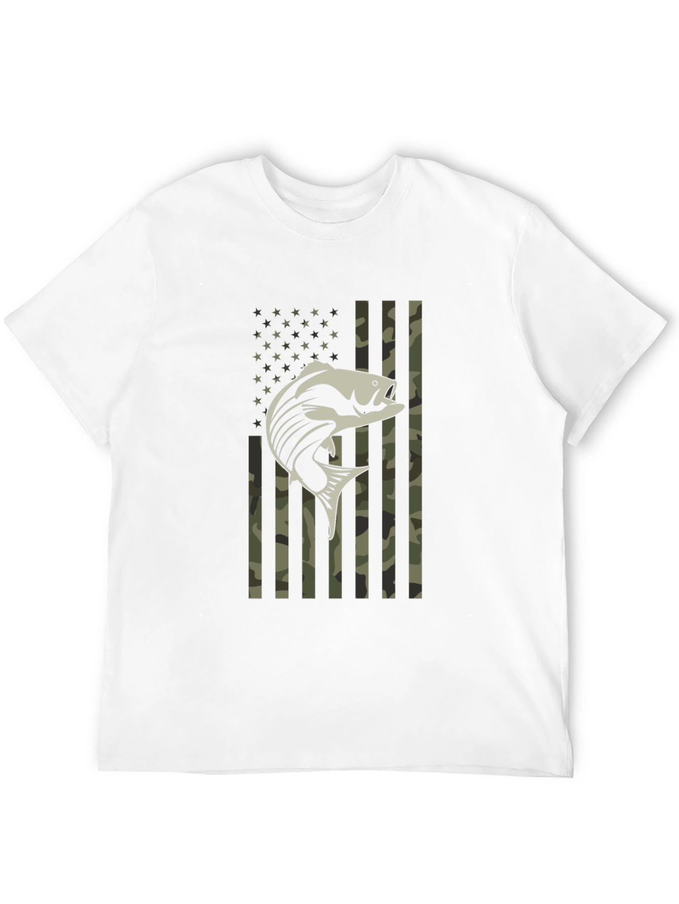 Patriotic Fishing T-Shirt Camo American Flag Bass Graphic