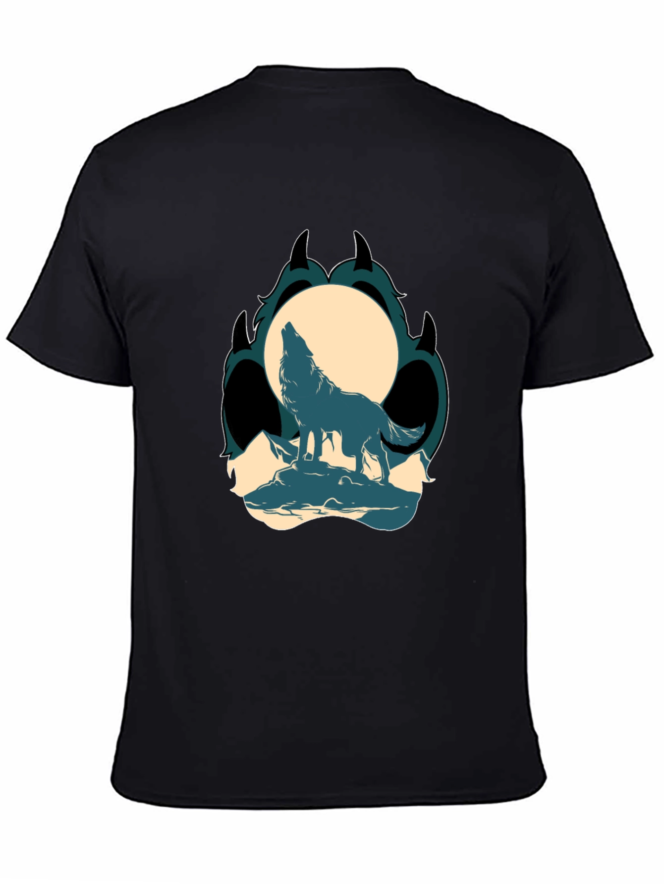 Wolf Howling at Moon Graphic Tee - Black