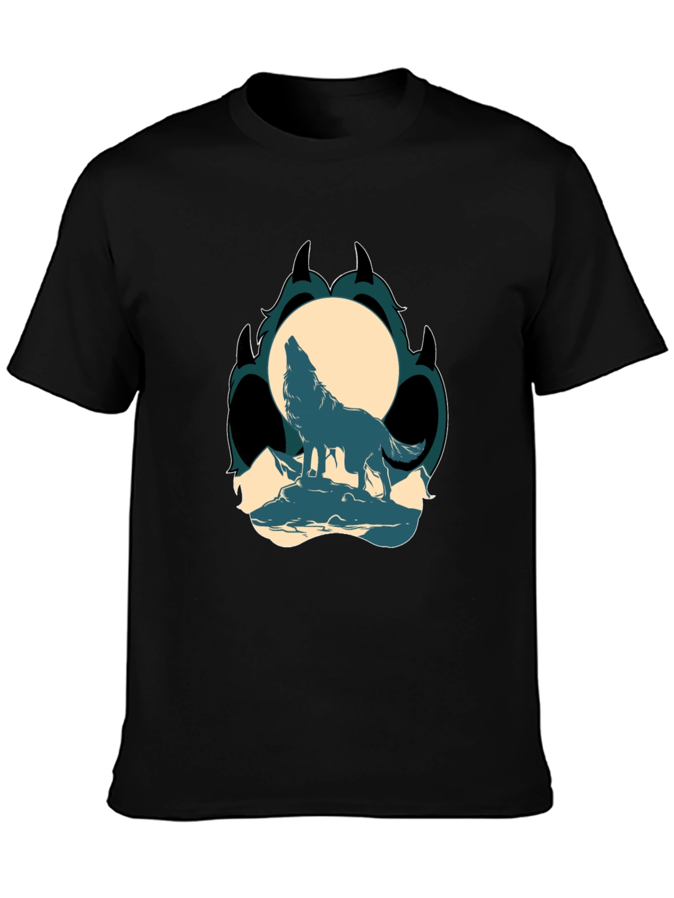 Wolf Howling at Moon Graphic Tee - Black