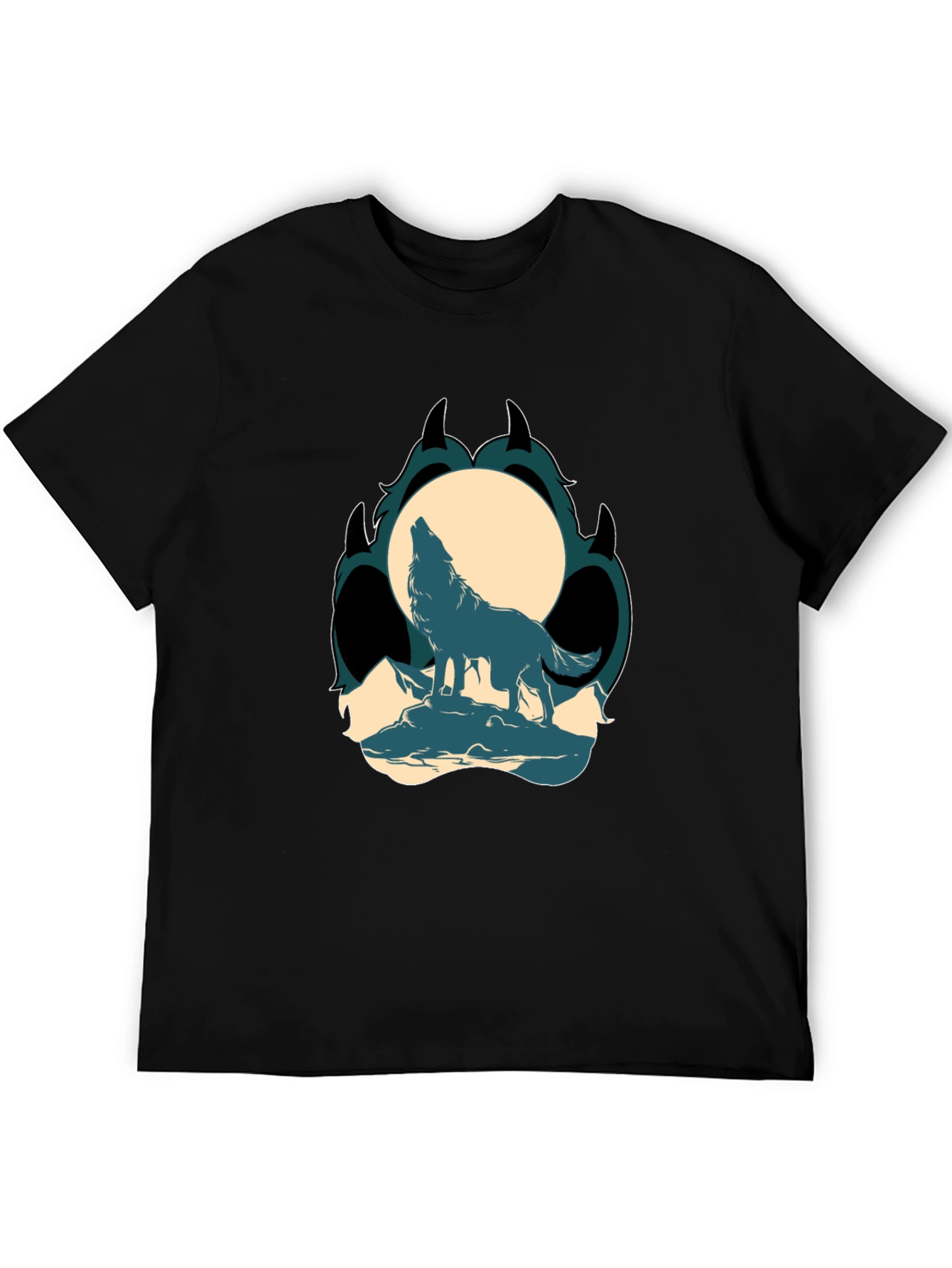 Wolf Howling at Moon Graphic Tee - Black