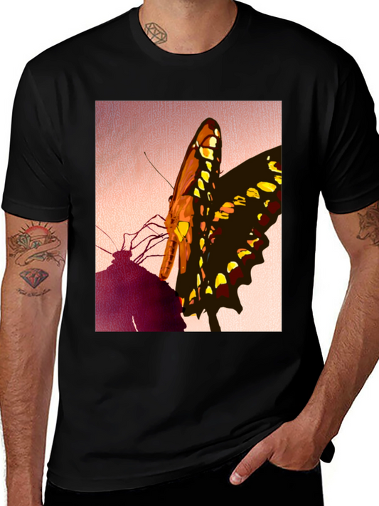 Butterfly Graphic Tee - Stylish Mens Black T-Shirt