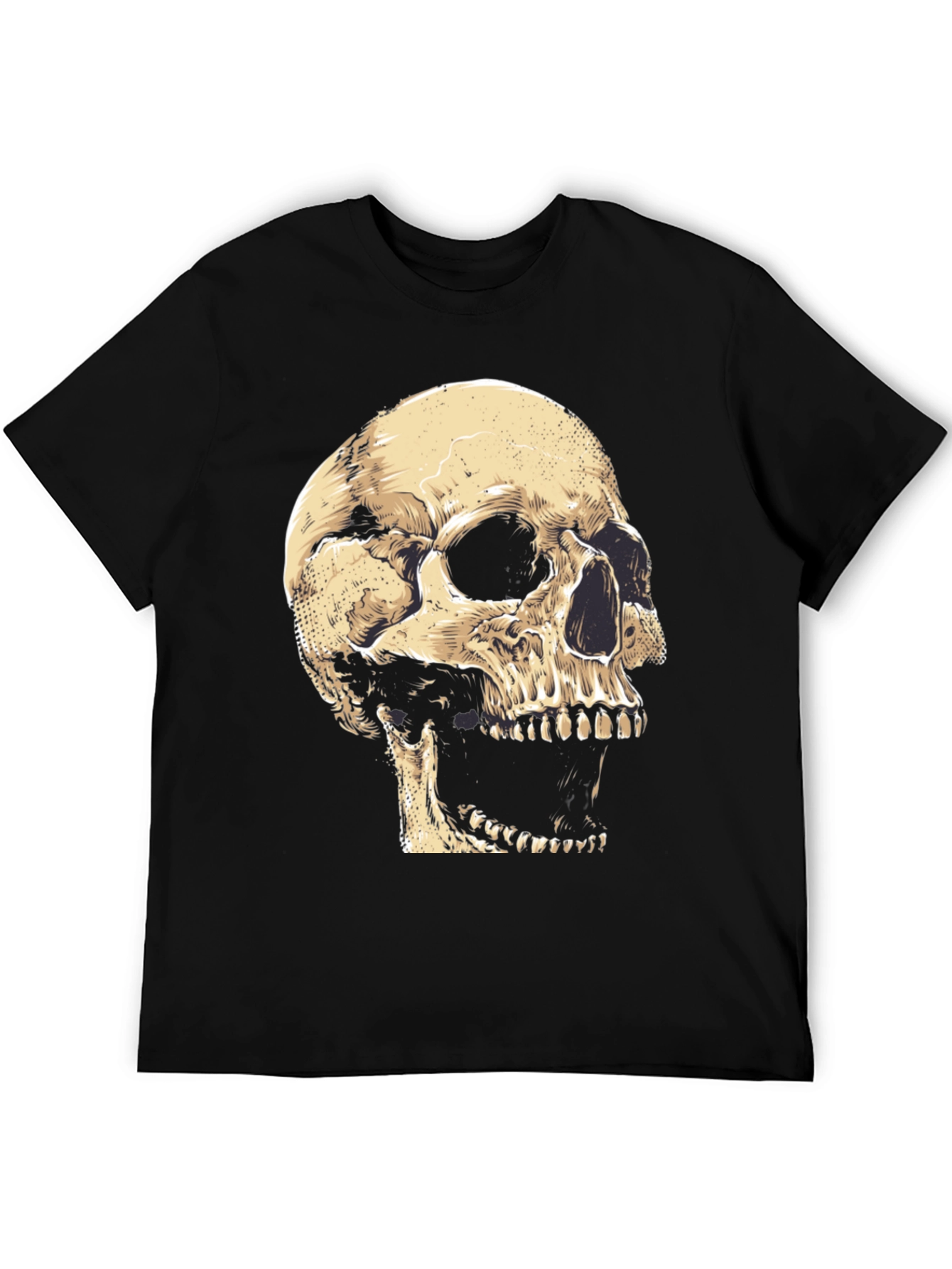 Skull Graphic Tee - Black Cotton T-Shirt