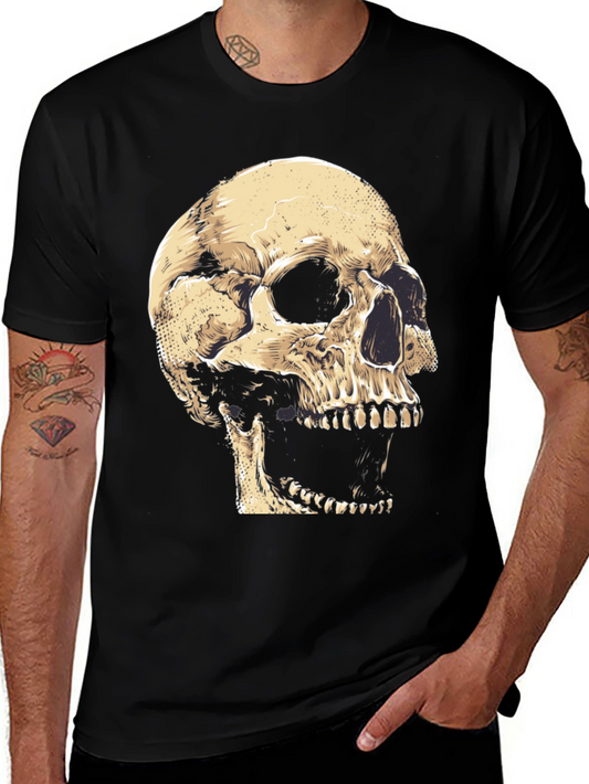 Skull Graphic Tee - Black Cotton T-Shirt