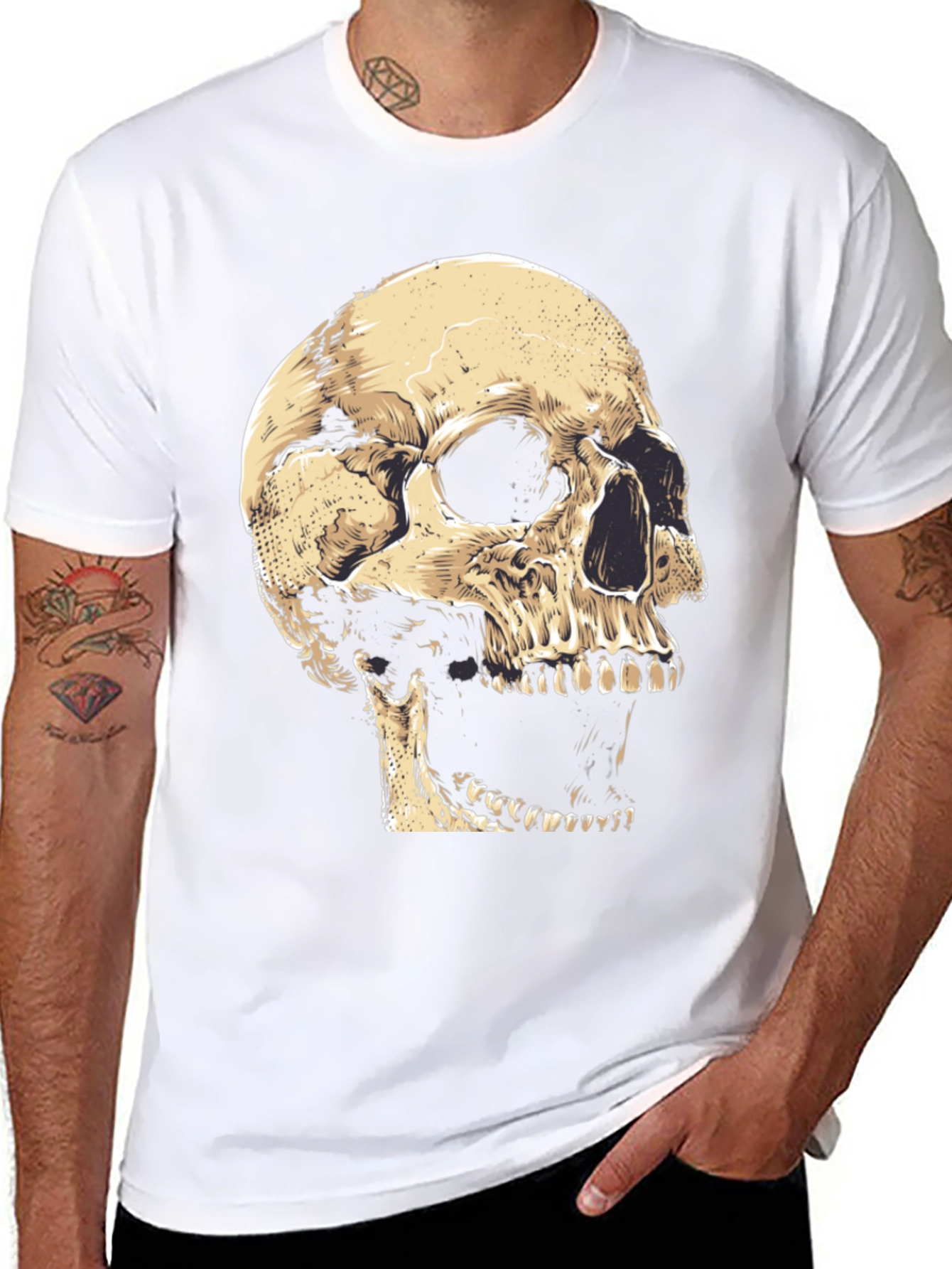 Skull Graphic Tee - Black Cotton T-Shirt
