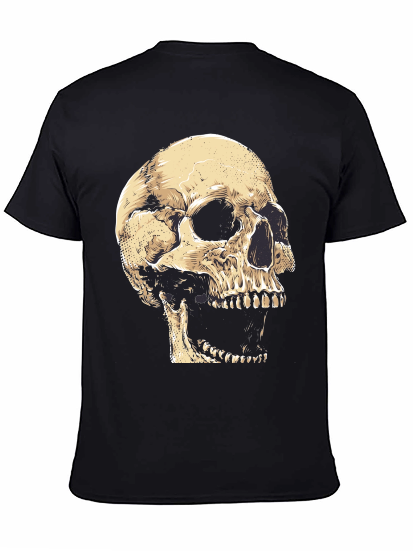 Skull Graphic Tee - Black Cotton T-Shirt