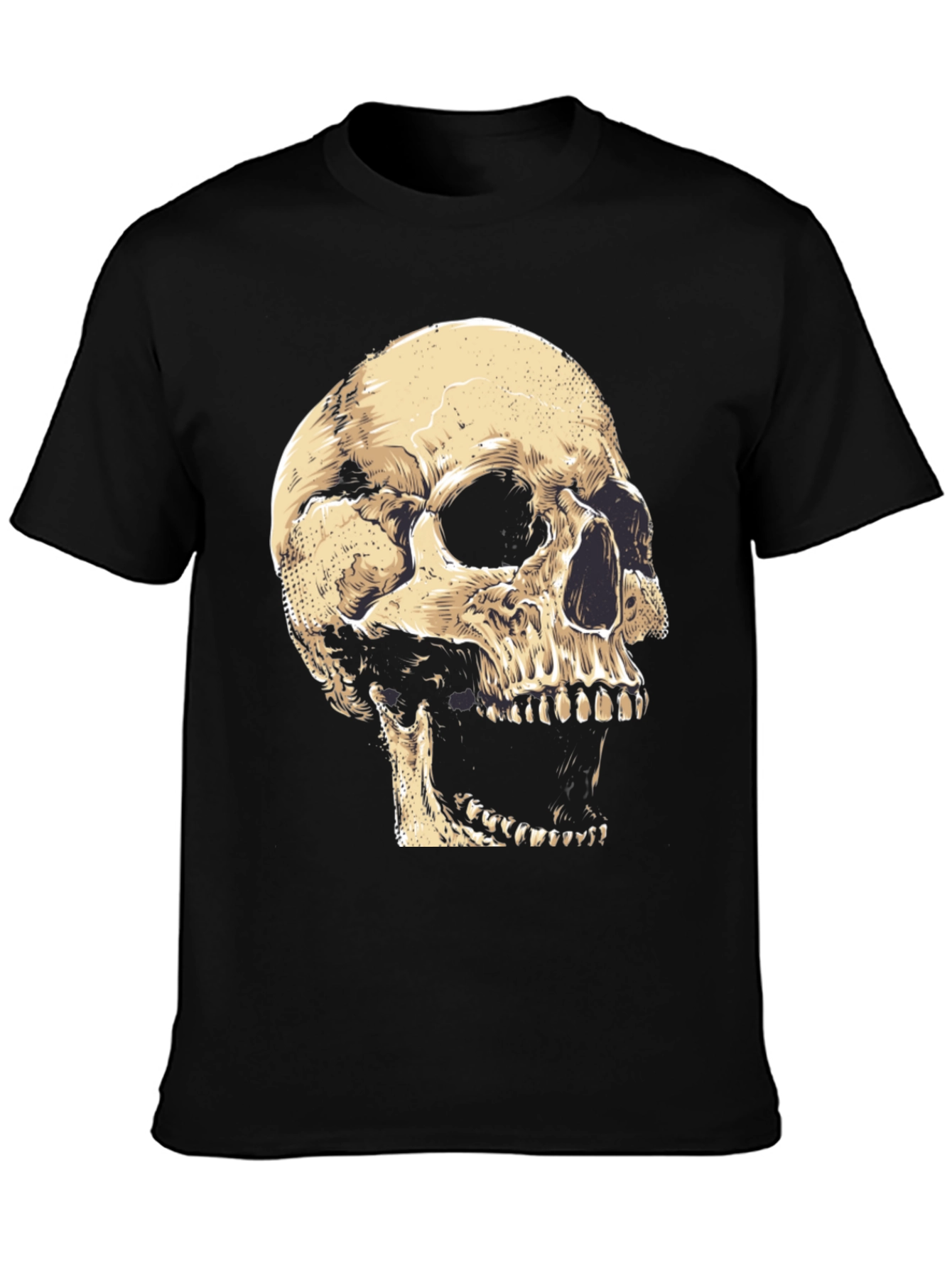 Skull Graphic Tee - Black Cotton T-Shirt
