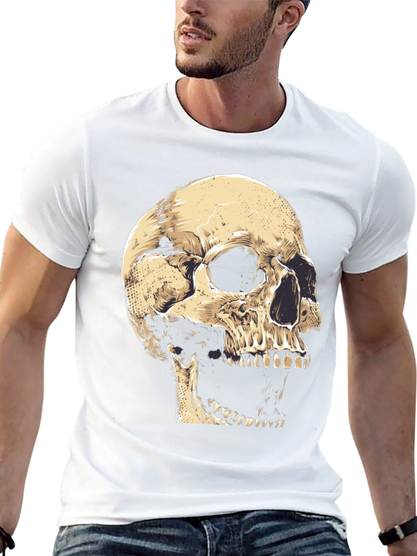 Skull Graphic Tee - Black Cotton T-Shirt