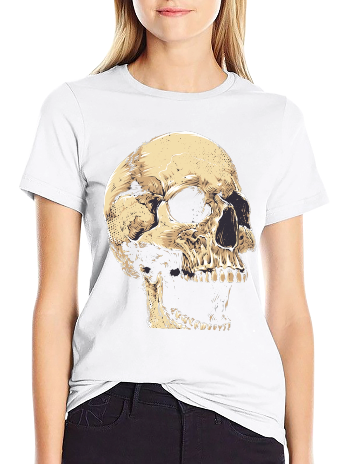 Skull Graphic Tee - Black Cotton T-Shirt
