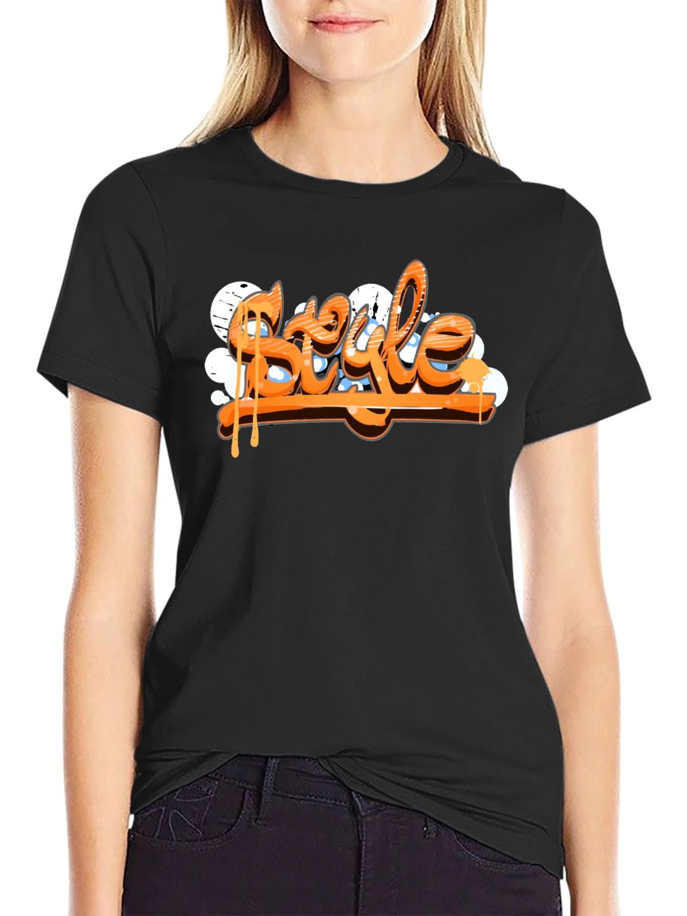 Stylish Black T-Shirt with Graffiti Style Print