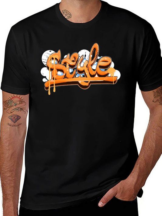Stylish Black T-Shirt with Graffiti Style Print