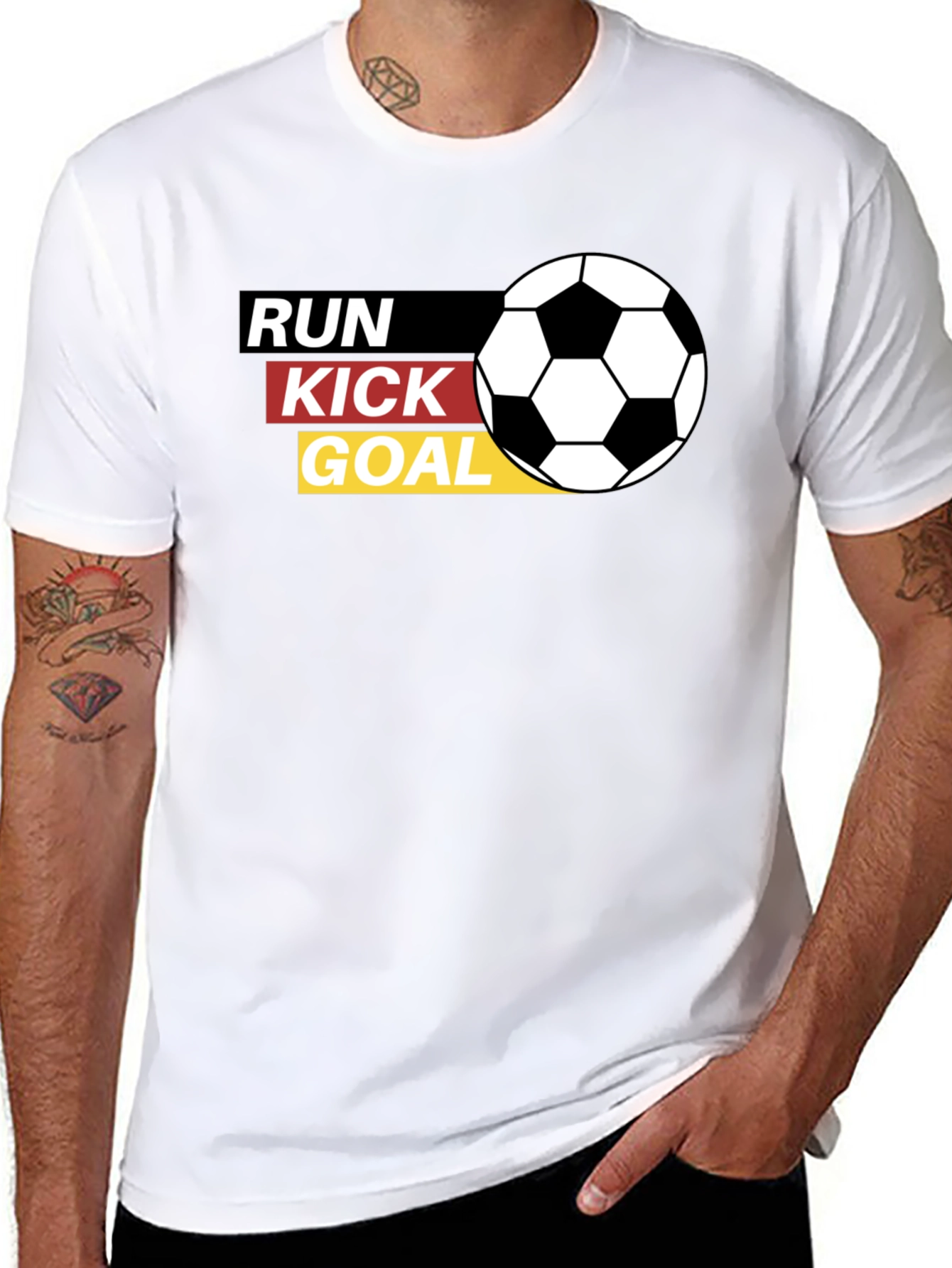 Run Kick Goal Soccer T-Shirt - Black