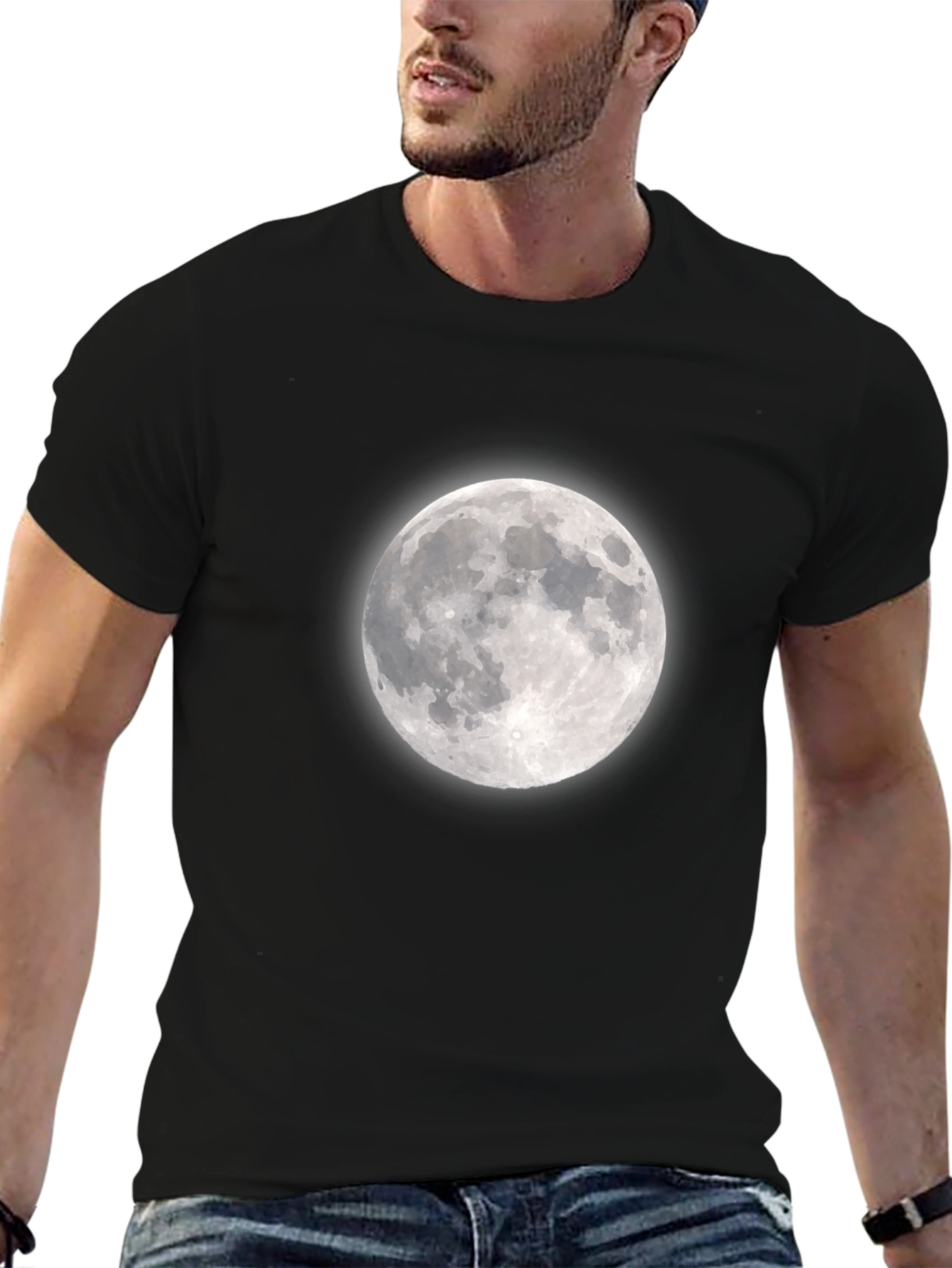 Lunar Black Tee: Moon Graphic T-Shirt